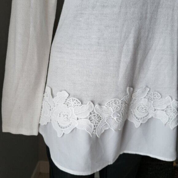 Rickis white floral lace sweater Sz Small - Picture 11 of 11